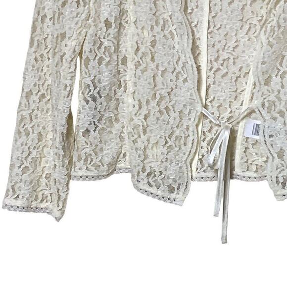Evan Picone Lacey Cardigan Sheer Floral Tie Front Dress Jacket Top Size 6 Small - Picture 5 of 10